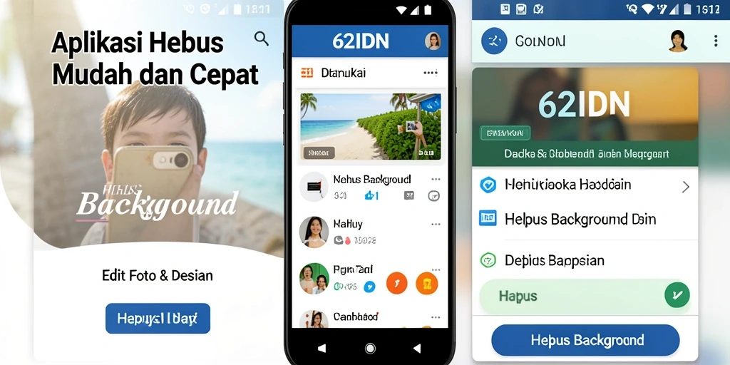 Tampilan antarmuka 62IDN dengan fitur hapus background yang intuitif.