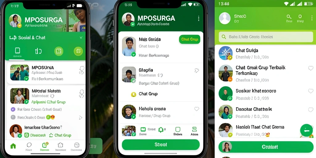 Tampilan antarmuka MPOSURGA dengan berbagai grup chat aktif.