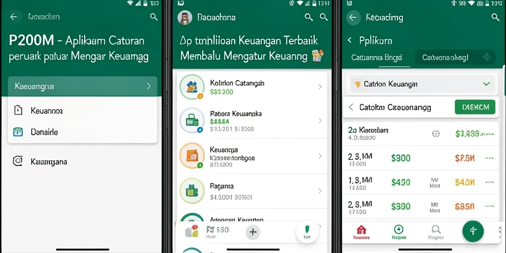 Screenshot utama P200M menampilkan antarmuka Catatan Keuangan yang mudah dipahami.