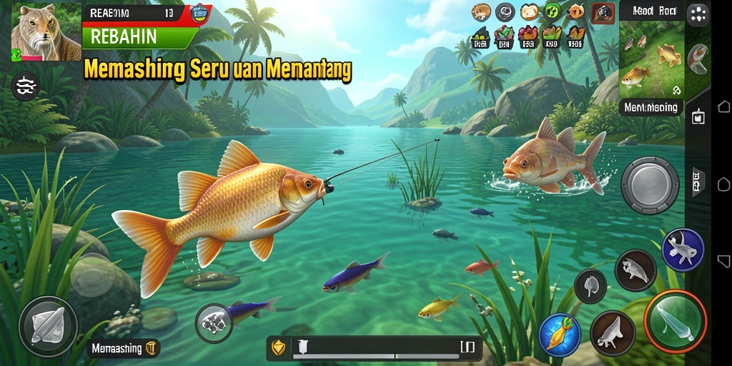 Tangkapan ikan yang menakjubkan dalam antarmuka game REBAHIN.