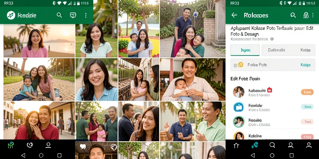 Antarmuka intuitif RR33 untuk membuat kolase foto.