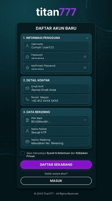 Registrasi Akun Titan777 untuk Pengguna Android